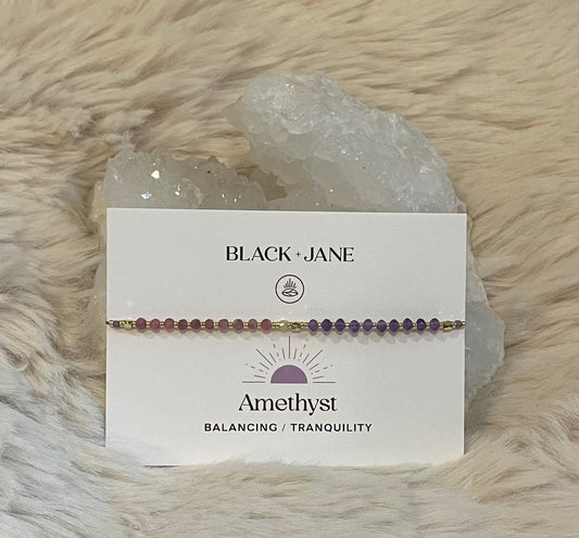 Petite Beaded Adjustable Amethyst Bracelet