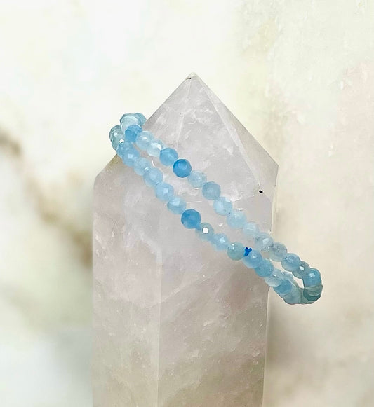 Aquamarine Faceted Crystal Bracelet