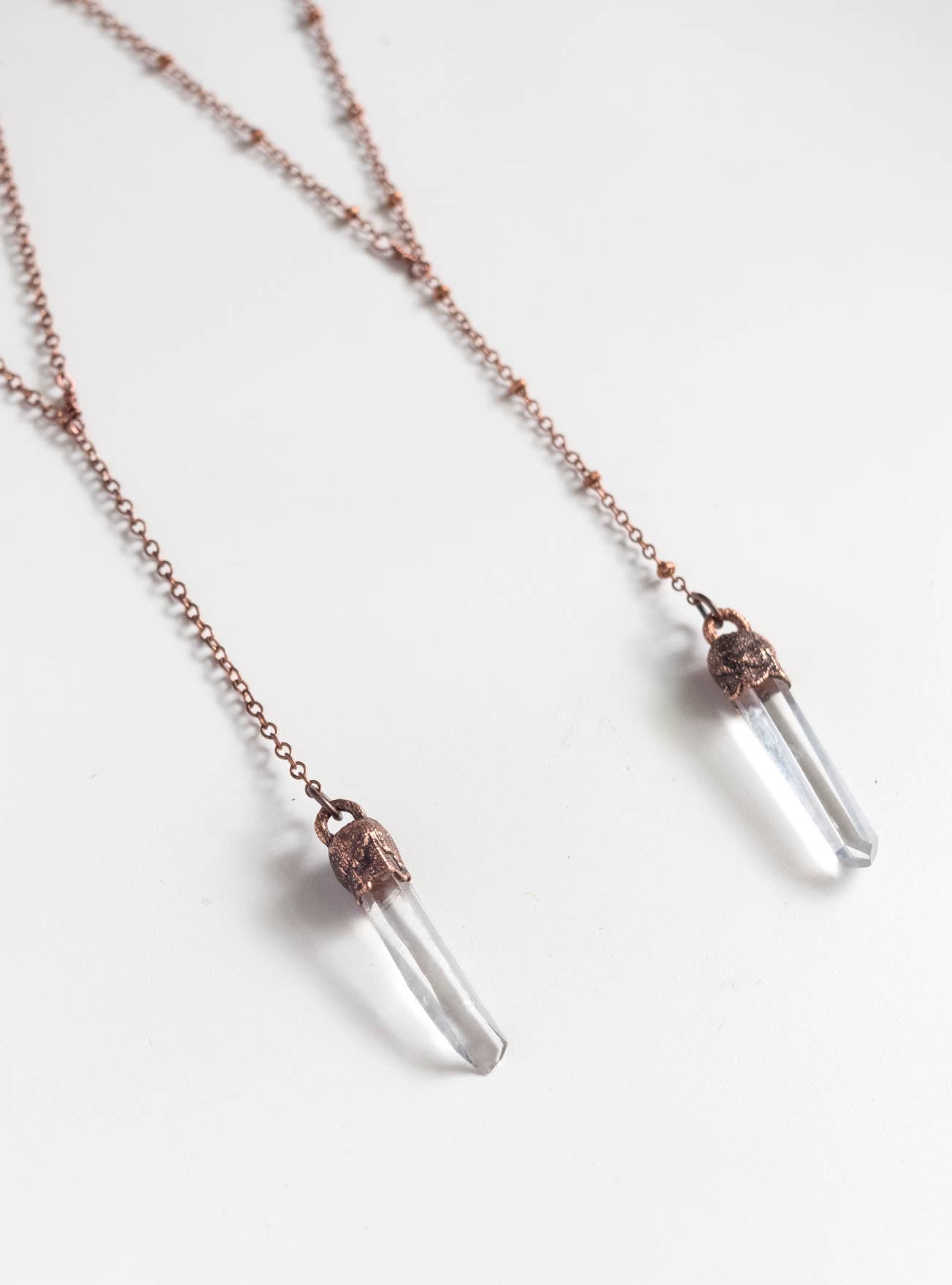 Quartz | Copper + Crystal Necklace | Lariat