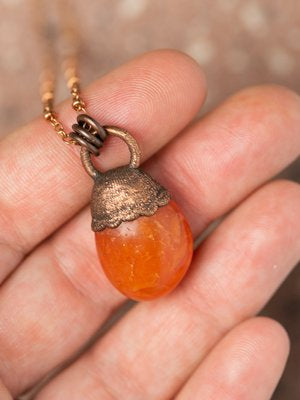 Carnelian | Copper + Crystal Necklace