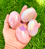 Aura Rose Quartz Palm Stones