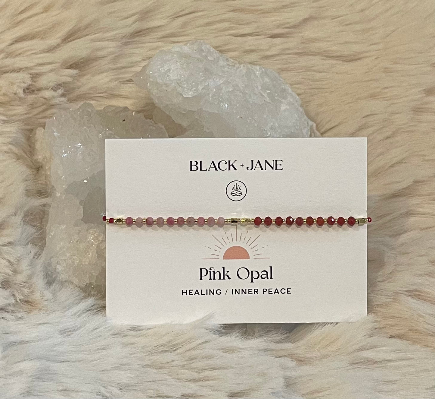 Petite Beaded Adjustable Pink Opal Bracelet