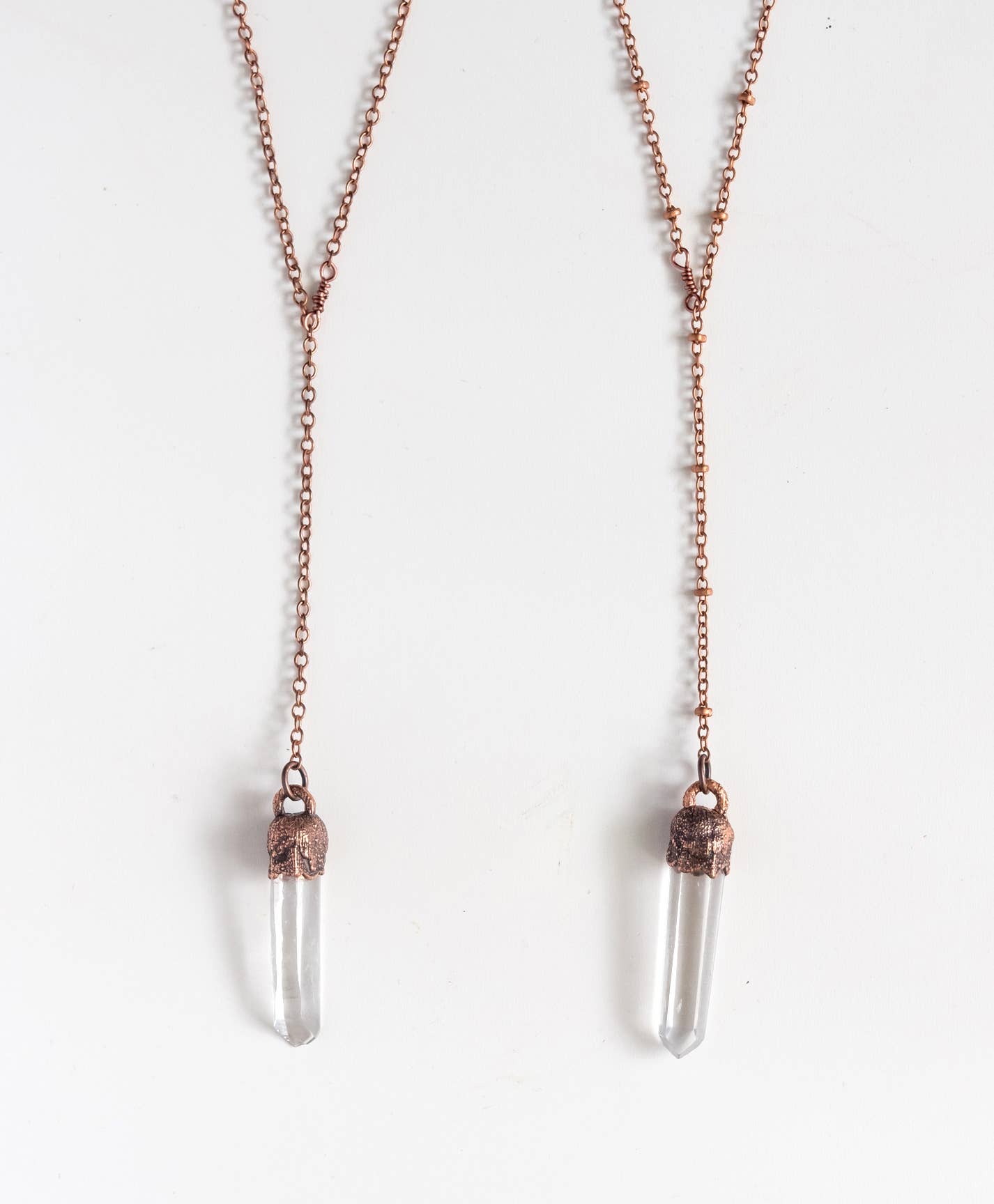 Quartz | Copper + Crystal Necklace | Lariat