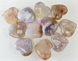 Natural Flower Agate Crystal Heart