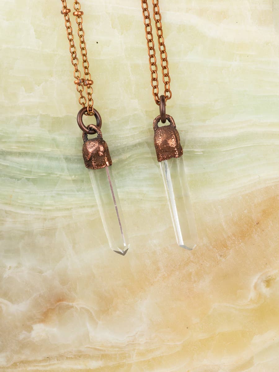 Quartz | Copper + Crystal Necklace | Mini