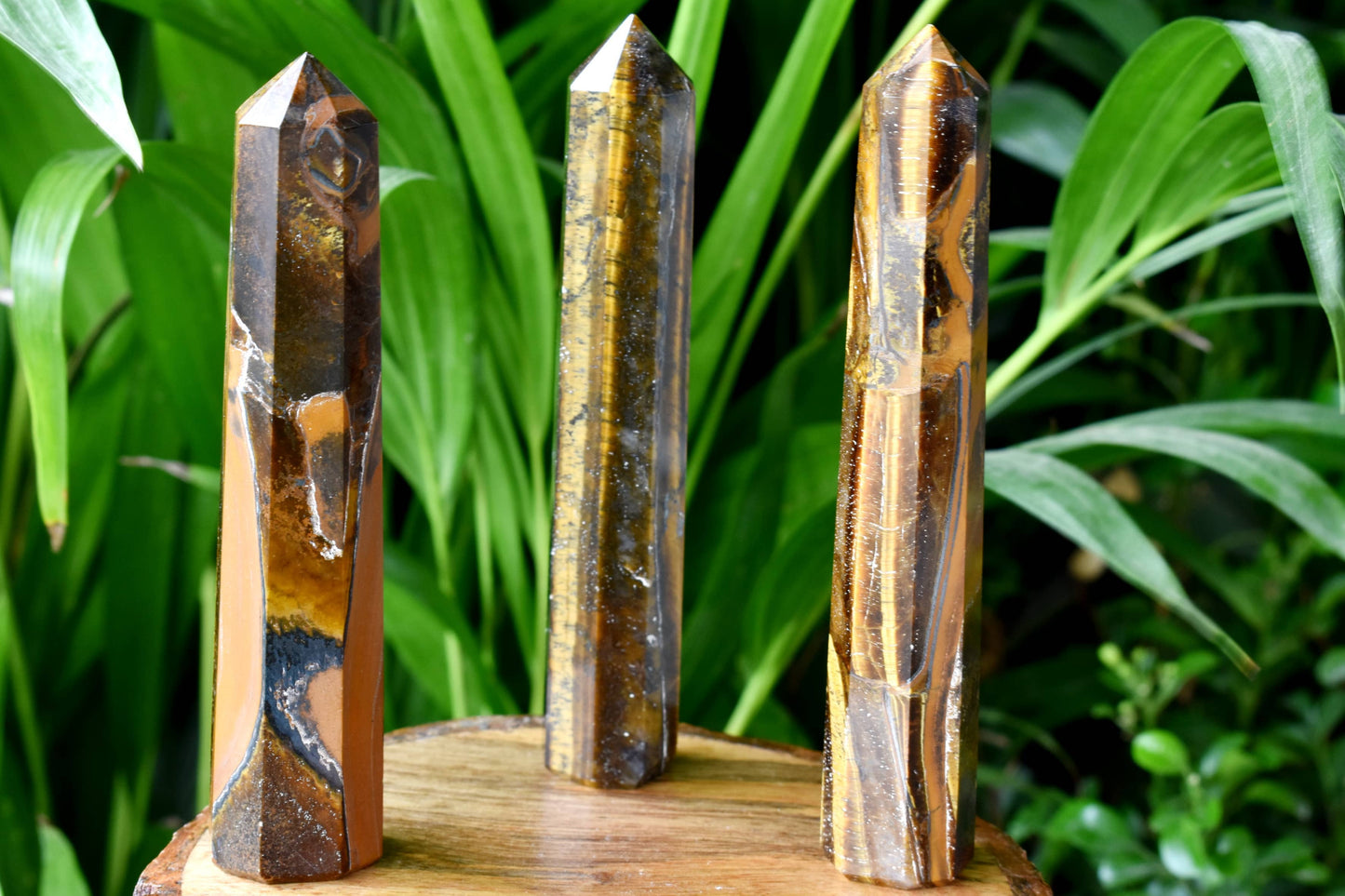 Tiger Eye Tower Obelisk ~ Tiger Eye Crystal Points