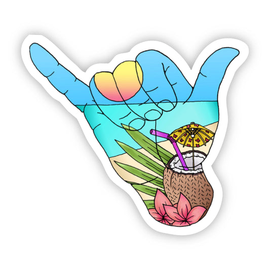 Hang Loose Beach Sticker - Coconut