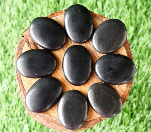 Black Obsidian Worry Stone, Natural Palm Stone